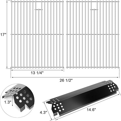 Grill Parts for Nexgrill 720-0830H 720-0830H 720-0830D 720-0783E 720-0783C for Nexgrill 5 Burner 720-0888, 720-0888N Heat Plates 17 Inches Cooking Grates for Nexgrill Replacement Parts 4 Burner