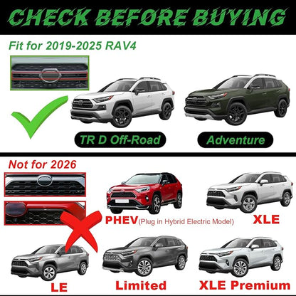 LED Grille Lights for 2019-2025 Toyota RAV4 Accessories RGB | Snap-In,Smoked Lens, Exterior Front Grill Insert Light for 5th Gen Hybrid Adventure TR D Off-Road 5311142220