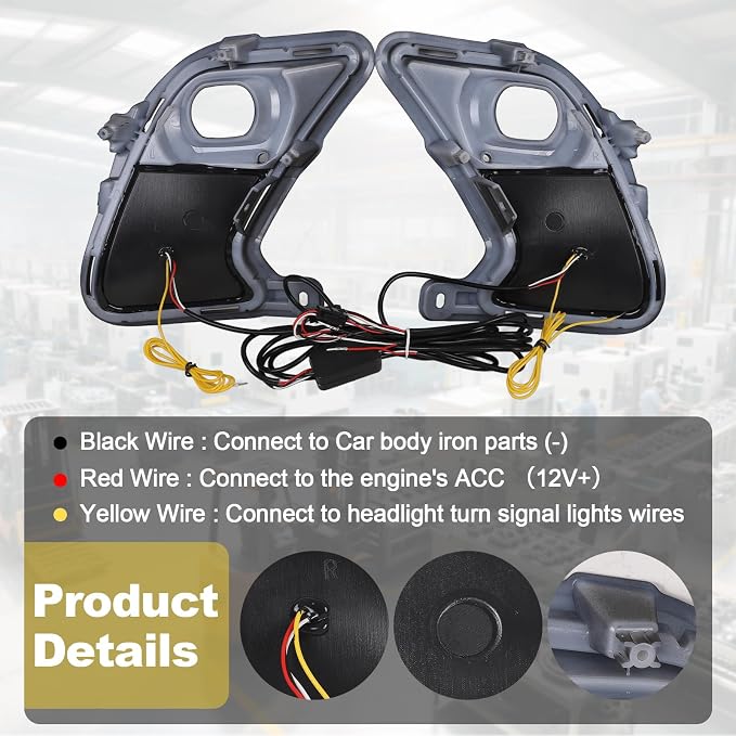 Led Fog Lights Drl for 2024 2025 2026 Toyota Grand Highlander Hybrid | Daytime Running Drl Turn Signal Lights Accessories Grand Highlander XLE Limited Platinum Sport