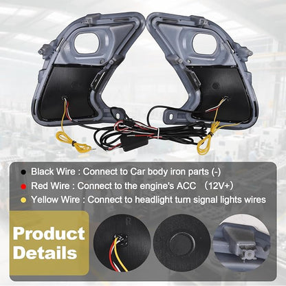 Led Fog Lights Drl for 2024 2025 2026 Toyota Grand Highlander Hybrid | Daytime Running Drl Turn Signal Lights Accessories Grand Highlander XLE Limited Platinum Sport