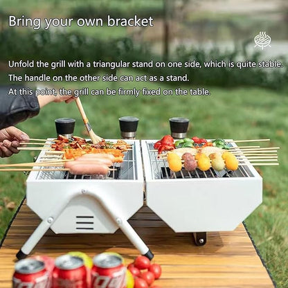 Outdoor Cooking Charcoal Barbecue Grill Portable BBQ Grill Shelf with Handle Double-Side Use Extra Large Cooking Area for Camping Backyard Picnic Patio BBQ Cooking(Black B)