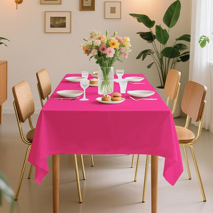 54 Inch X 100 Feet Plastic Table Cover Roll Premium Disposable Plastic Tablecloth for All Type/Shape Tables | Picnic, Party, Banquet, Birthdays, Weddings (Fuchsia, 54 Inch X 100 Feet)