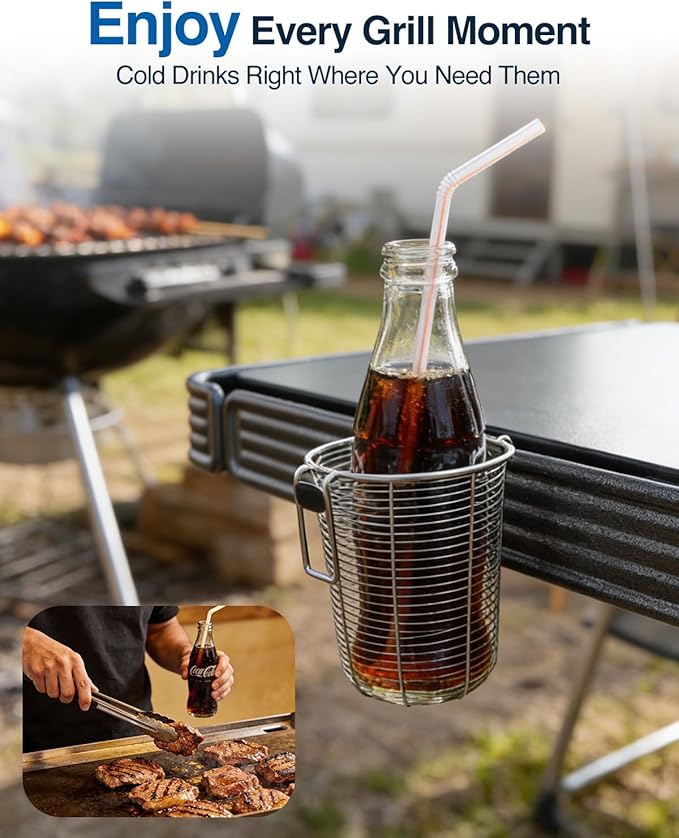 Griddle Caddy for Blackstone Prep Cart, Space Saving Organizer for Weber & Traeger Grill Cart, Tool Holder & Condiment Storage with 2-Handles for Grill Accessories, 2 Pack (Large + Medium)