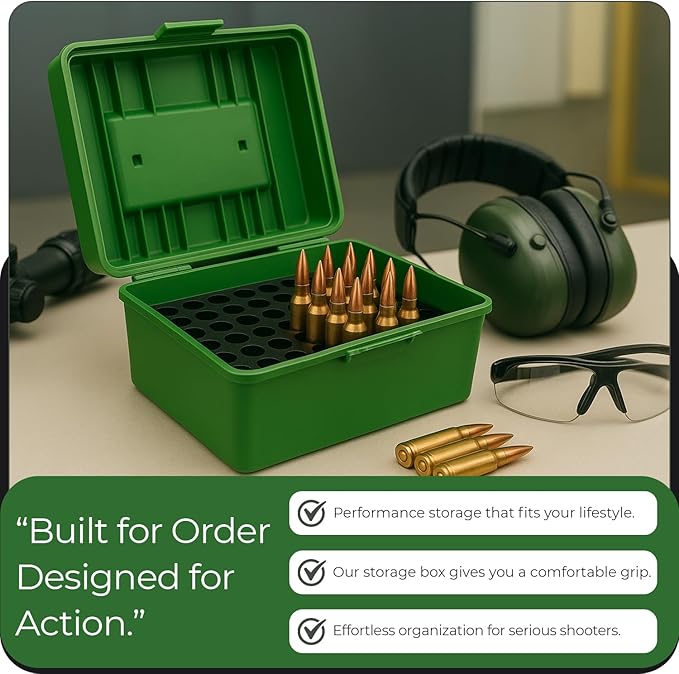 100 Round Rifle Ammo Can | Ammo Box | Flip-Top Ammo Bullet Case | Storage Box | Magazine Holder | Tool Box Storage for Travelling Field Box | Locking Ammo Box