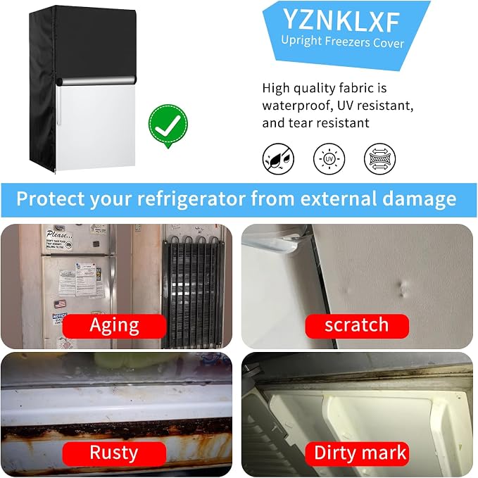 Upright Freezer Cover 23''L x 23''W x 34''H, 600D Oxford mini fridge cover Protection for Outdoor Refrigerator Waterproof, Dustproof,Sun-Proof