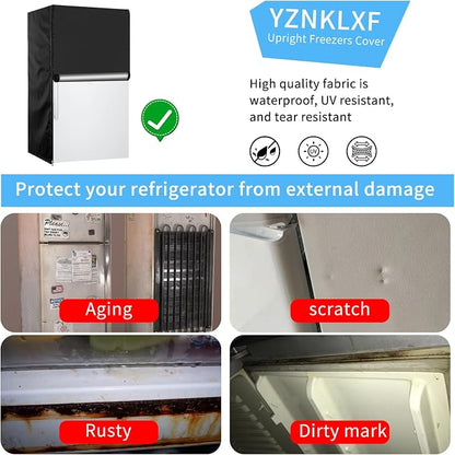 Upright Freezer Cover 23''L x 23''W x 34''H, 600D Oxford mini fridge cover Protection for Outdoor Refrigerator Waterproof, Dustproof,Sun-Proof