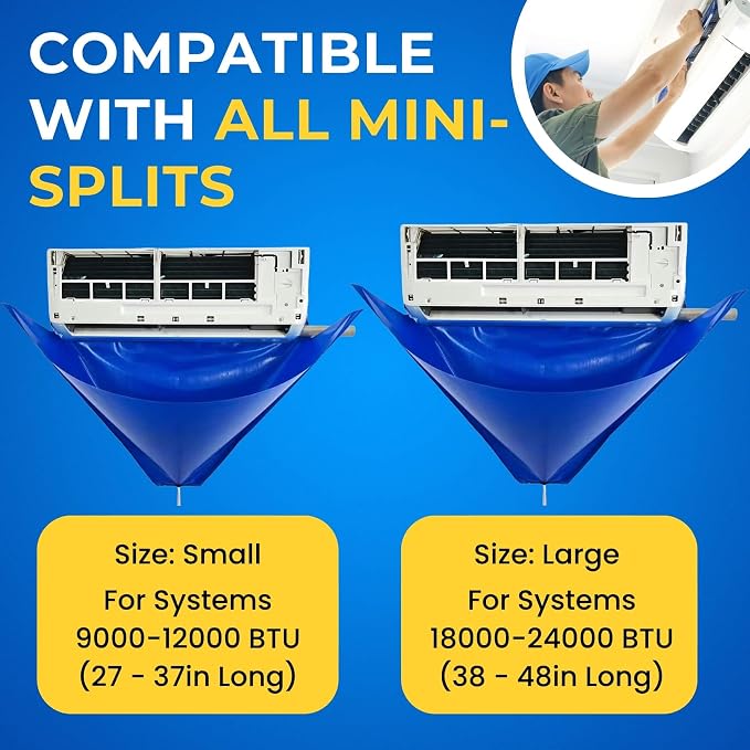 Oiktylr Mini Split Cleaning Kit with 2L Pressure Sprayer, Fits 38-48in | Waterproof & Leakproof AC Cleaning Kit Bag, Reusable, Durable PVC, Fits Systems 18,000-24,000 BTU Air Conditioner Unit