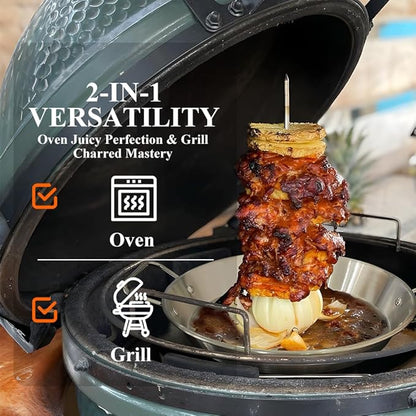 Stainless Steel Vertical Skewer Spit Stand for Grill and Oven with 3 Removable Spikes (8/10/12 inch) - Al Pastor Shawarma Gyro Kebabs Kit Includes Brushes