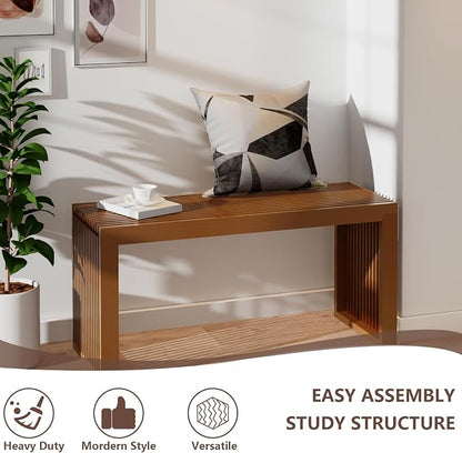 APRTAT Bamboo Dining Bench 35-Inch Indoor Wood Shoe Rack Bench for Entryway | Easy Assemble, Sturdy & Durable,Slatted Design,Versatile Everyday Seating,Living Room Hallway Bedroom Bathroom