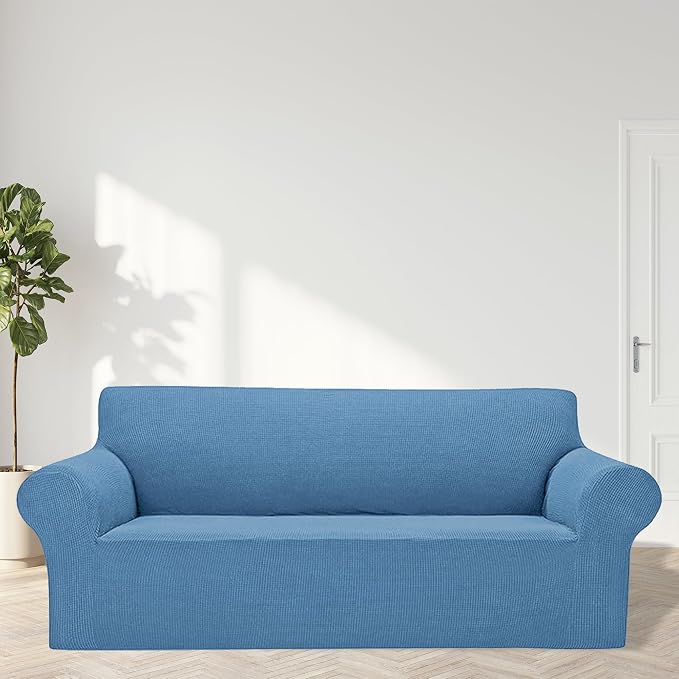Cupuamon 2026 New Stretch Oversized Sofa Slipcovers Couch Sofa Cover for 4 Seater Furniture Protector Covers with Elastic Bottom Jacquard Fabric Small Checks for Pets, Kids - Riverside