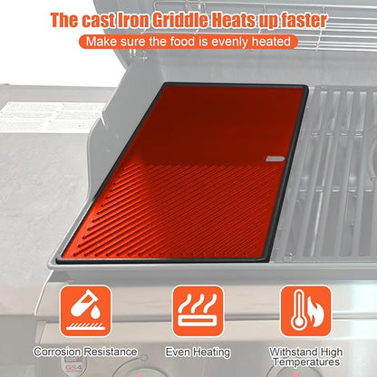 QuliMetal Reversible Griddle Replacement Parts for Weber Genesis II/II LX 400 Series, E410, E415, E435, LX E-440 - 1 Pack