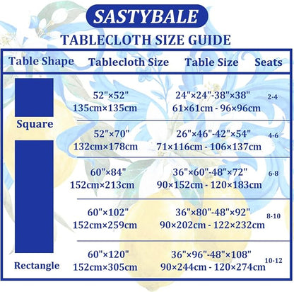 SASTYBALE Lemon Table Cloth, 60 x 120 Inch Rectangle, White | Summer Tablecloths for Rectangle Tables, Spill-Proof Stain-Resistant Fabric for Dining, Party, Picnic, Indoor, Outdoor