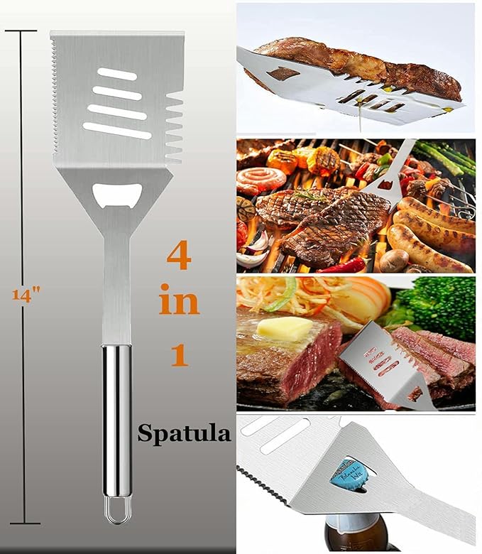MUJUZE Grilling Accessories,Dad Gifts for Fathers Day,BBQ Grill Sets for Men,BBQ Accessories with Apron for Dad,Grill Tool Set,Grill Kit for Camping,Backyard