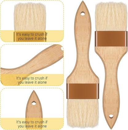 2 Pcs 2 inch Pastry Brush Bristle Basting Brushes Cooking Baking BBQ Oil Brush Food Brushes for Cooking Butter Oil Egg Marinade Grilling Durable Kitchen Marinade Butter Culinary Utensil