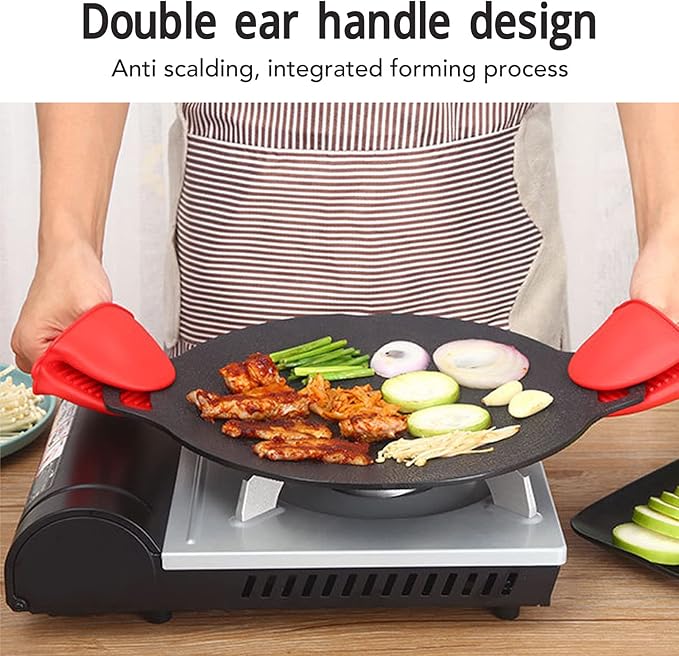 Korean Grill Pan,Round Premium BBQ Grill Pan,Non-stick Griddle Plate for Gas Stove Indoor Outdoor Camping Party(29cm)