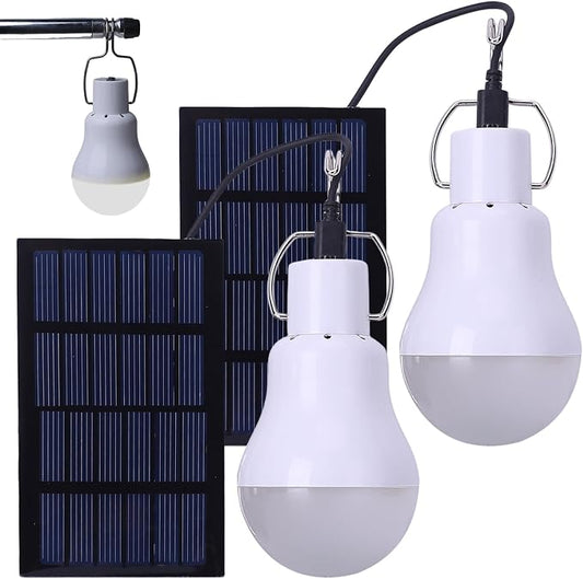 Solar Light Bulb, 2Pcs Portable Rechargeable Camping Light, for Hiking Fishing Tent Indoor Shed Chicken Coop, Camping Lights