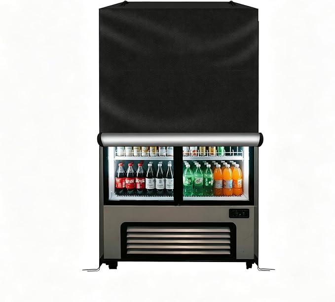 Waterproof & Dustproof Refrigerator Cover, Upright Mini Freezer Cover for Beverage Beer Refrigerator Protection, Outdoor & Indoor, 3 Cubic, (Black, 22''L x 23''W x 34''H)