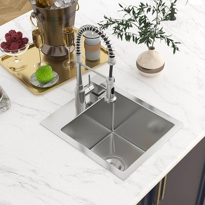 13 Drop In Bar Sink 13 x 15 Inch Kitchen Sink 18 Gauge Stainless Steel Single Bowl Topmount Handmade Sink for Outdoor, RV, 13x15x9