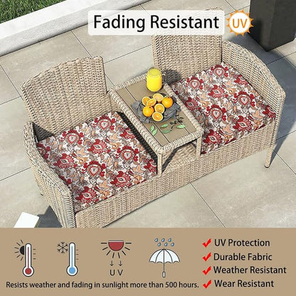 Magpie Fabrics Indoor Outdoor Cushion Cover Replacement 2 Pack, NO Insert! Water Repellent Slipcover with Ties Decor for Patio Garden Chair Seat Sofa Bench Wicker(Floral Red Orange, 20x18x4 Inch)