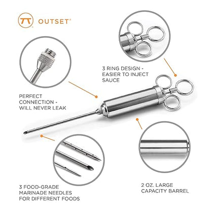 Outset 76456 Stainless Steel Meat Injector, 6-piece, Set