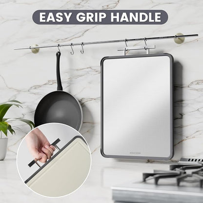 Kikcoin 17"×11" 304 Stainless Steel Cutting Boards for Kitchen, Dishwasher Safe Food Grade PP Double Sided Cutting Board, Extra Large Non-Toxic Chopping Board for Meat, Cheese & Charcuterie, Beige