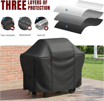 SHINESTAR 55 Inch Grill Cover for 45-48" 2-3 Burner Gas Grills, Heavy Duty Oxford Fabric BBQ Cover Waterproof UV Protection, Windproof with Magic Tape & Drawstring Bottom