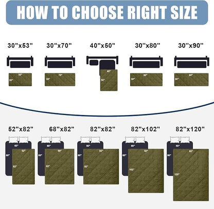 Smiry Waterproof Reversible Pet Couch Covers for Dogs | Pet Friendly, Soft Fabric, Washable Sofa Furniture Protector for Dogs Cat Kids, Checkered (30"x90", Green/Navy)