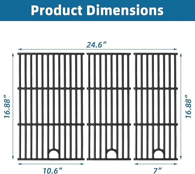 Cooking Grates for Charbroil Performance Grill - 463365021 463365522 463352521 463350521, Grill Grates for 463366022 463350722 463352021,Cast Iron, 17", 3 Packs