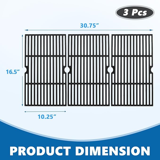 SafBbcue 16.5 Inch Grill Grates for Kenmore Grill Parts 6 Burner 146.47223610 146.23681310 146.23766310 Gas Grill Replacement Parts, Cast Iron Grill Cooking Grates for Kenmore Grill Replacement Parts