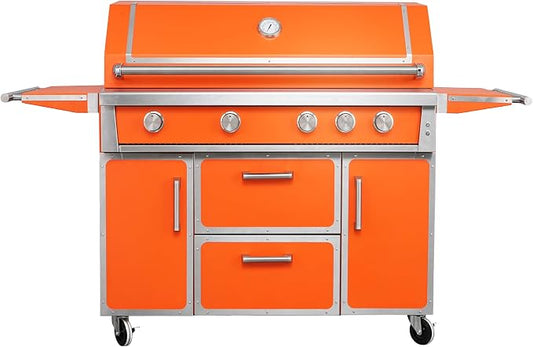 LPG 4 Cast Burners Outdoor Kitchen Grill Island, 99,000 BTU, Orange Painting