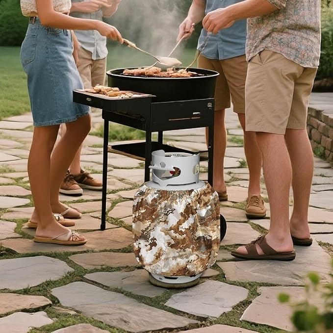 Golden Marble Propane Tank Cover 20lb Heavy Duty Propane Cylinder Cover Weather Resistance Outdoor Grill Accessories for Winter