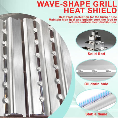 Grill Parts for Broil King 9221-64 9215-54 9221-54 9221-67 9235-24, Baron 320 340 420 440 Regal 490 Parts, for Broil King Baron Replacement Heat Plates & Burner Tubes,Stainless Steel