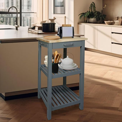Casual Home Sunrise (Small) with Solid Harvest Hardwood Top Kitchen Island, 22.75" W, Slate Gray