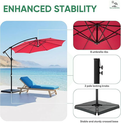 NEWBULIG 10FT Patio Umbrella, Offset Cantilever Outdoor Patio Table Umbrella, UV Protection, Fade Resistant Fabric, Easy Tilt Adjustment for Deck, Pool, Backyard, Garden