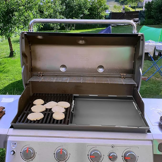Cooking Griddle Inserts and Grate for Weber Genesis II 400 Series, Flat Top Grill Griddle for Weber Genesis II E-410 S-410 E-435 S-435 E/S-440 and More, Replace for 6789 Full-Size Griddle 66097