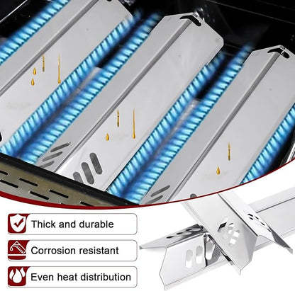 Hiorucet Adjustable 24''-30'' Grill Drip Pan Kits for Dyna Glo DGF493BNP, DGF510SBP, Backyard Grill BY13-101-001-12, Grease Tray and Heat Plate Shields for Dyna Glo Grill Replacement Parts 5 Burner.