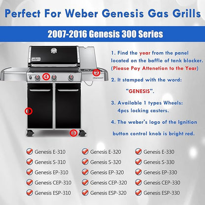 Genesis E-310 7524 Grates Replacement Parts for Weber Genesis 300 Gas Grill Grates Genesis E310 E-310 E-320 E-330 S-310 S-330 S-320 CE-310 CE-330 CEP-310 Cast Iron Cooking Grids Genesis Grill Parts