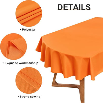 Wolkemer Small Oval Tablecloth 52 x 70 Inch Washable Fabric Table Cloth | Oval Table Cloth, Solid Orange Cloth Tablecloth, Oval Table Cover for Dining Wedding Party Banquet Tabletop Decoration
