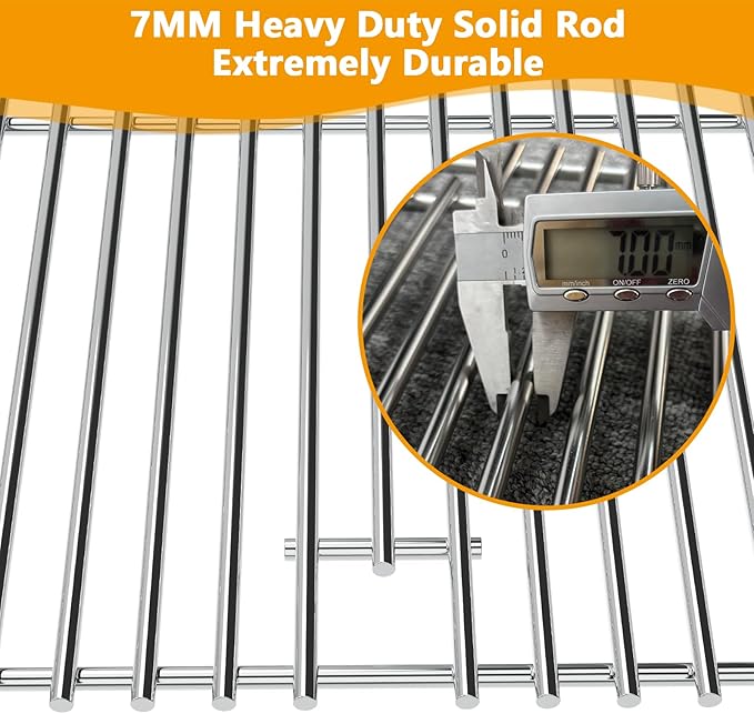 BBQ-PLUS 97888 Grill Grates Replacement Parts for Monument 24633 24367 41847NG 35633 35633R 35633G 35633B 13892 17842 D405 D425, Stainless Steel Cooking Grids for Monument 4-Burner Gas Grills, 3 Pack