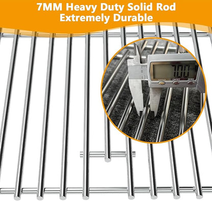 BBQ-PLUS 97888 Grill Grates Replacement Parts for Monument 24633 24367 41847NG 35633 35633R 35633G 35633B 13892 17842 D405 D425, Stainless Steel Cooking Grids for Monument 4-Burner Gas Grills, 3 Pack