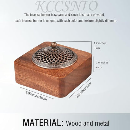 Acacia Wood Incense Burner for Cones & Coils, with Sticks Holder | 3-in-1 Wooden Meditation Accessory, Zen Yoga Home Decor for Living Room, Bedroom and Spa