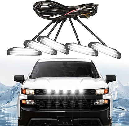 LED Front Grille Lights for 2019 Silverado 1500 Accessories 2020 2021 Grill Lights for Custom Trail Boss WT (White,5PCS)