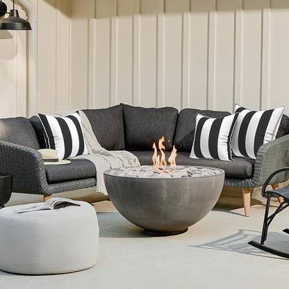 LVTXIII Outdoor Pillow Covers Set of 2, Patio Waterproof Throw Pillow Cases Fade Resistant Accent Pillow Covers for Spring Summer Garden Decoration, 18"x18", Cabana Black