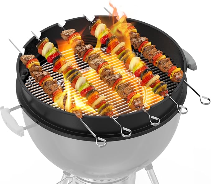 onlyfire Rotisserie Ring with Kabob Skewer Set for Weber 22 1/2 Inch Kettle