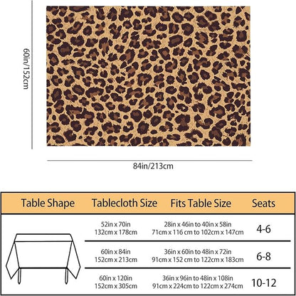 TKS MITLAN Leopard Textures Brown Tablecloth 60x84 Inch Rectangular Animal Skin Fur Spots Circle Lifelike Fashion Design Oblong Table Cloth Kitchen Table Decorations for Home Dinner Party