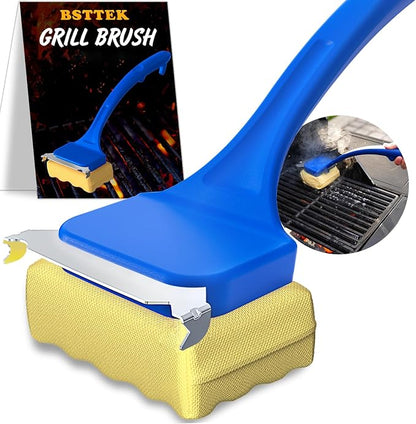 Bristle Free Grill Brush for Outdoor Grill, BBQ Grill Brush with Scraper, Steam Grill Brush Bristle Free, Grill Cleaning Brush with Replaceable Head, Grill Accessories for Gas Charcoal Smoker Griddle