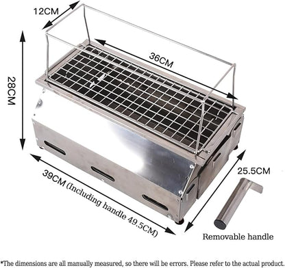 Portable charcoal grill, stainless steel grill, outdoor charcoal grill for garden outdoor cooking barbecue camping picnic