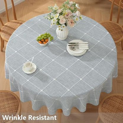 TruDelve Round Tablecloth 60 Inch Blue Fabric Farmhouse Cloth Tablecloths Circle Outdoor Picnic Table Cloth Round Cover (Blue,60",Round)