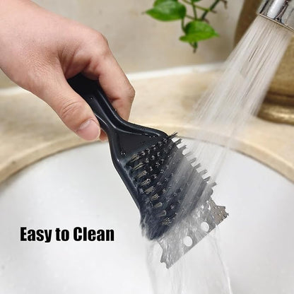Wire Brush with Scraper for Paint Removal Rust Cleaning 2-Pack Versatile Stainless Steel Bristle Brush for Cleaning Grill Stains Welds Moss and More