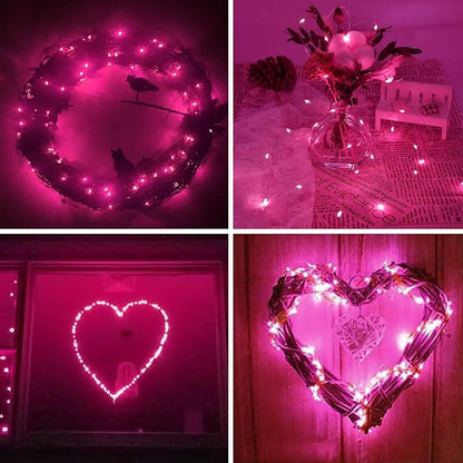 4 Pack 60 LED Fairy Lights Battery Operated with Timer, String Lights Pink | 20 FT, Cuttable Copper Wire, Waterproof Battery Lights for Indoor Outdoor, Wedding, Birthday, Bedroom, Christmas Decorations